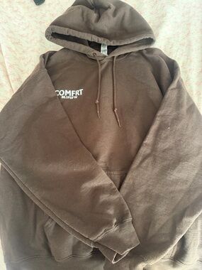 Comfort Colors Brown Hoodie with White "COMFORT" Logo